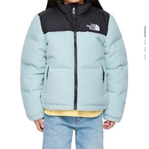 The North Face Sky Blue and Black Puffer Jacket